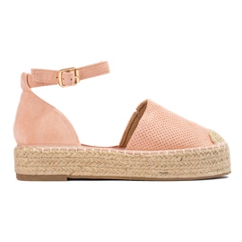 SHELOVET Espadrile s kopčom ružičasta