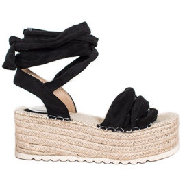 SHELOVET Vezane sandale Espadrilles crna