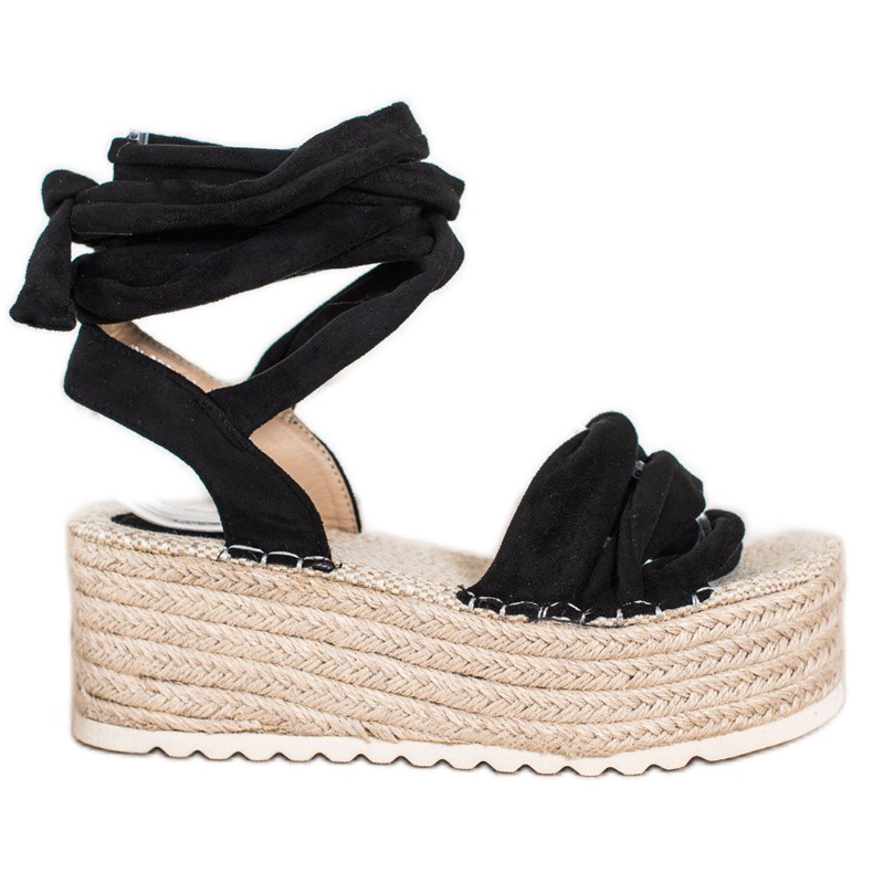 SHELOVET Vezane sandale Espadrilles crno