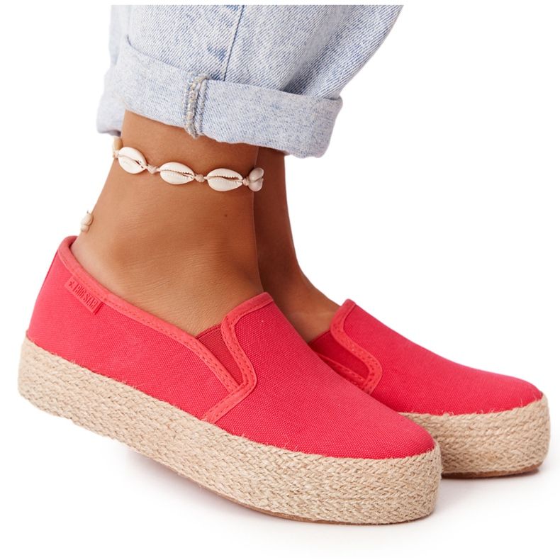 Espadrile na pletenoj platformi Big Star FF274149 Crvena