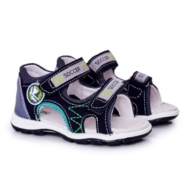 EVE Dječje tamnoplave nogometne sandale s čičkom tamnoplava višebojan