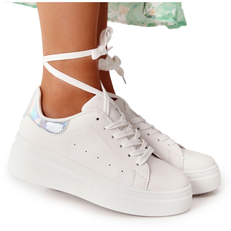 Tenisice za sportsku obuću na platformi Bijelo i srebrno sjajno sjajno bijela srebro