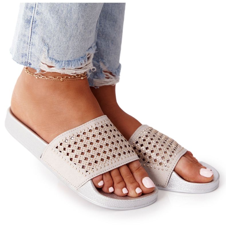 EVE Sive gumene papuče Tonya sa šljokicama siva