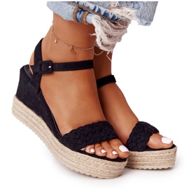 PS1 Crne balearske sandale na klin crna