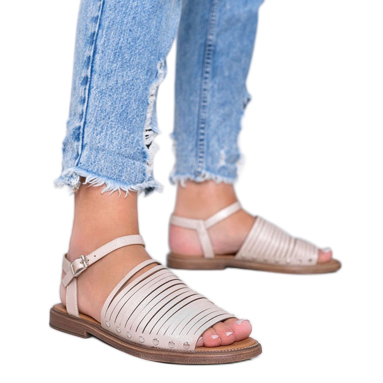 Smeđe sunčane bež sjajne sandale Sun