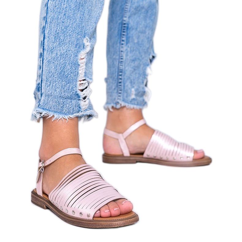 Ružičaste svjetlucave smeđe sandale Brown ružičasta