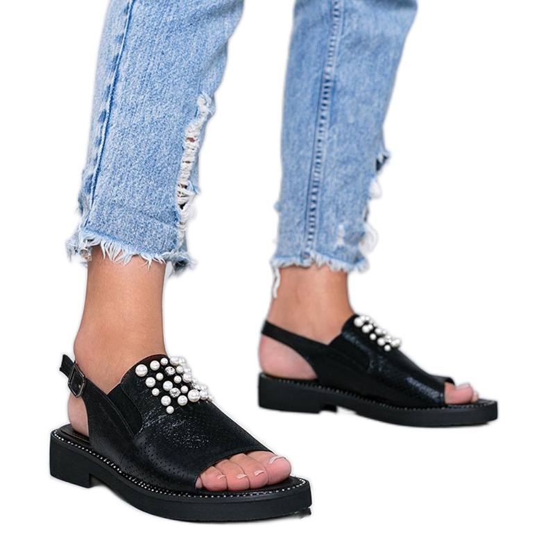 Crne sandale s biserima Like A Woman crno