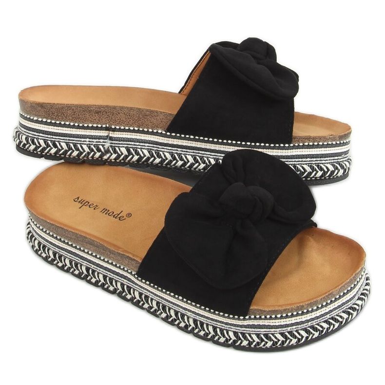 Crne 7705 Crne papuče na ukrašenom potplatu crno