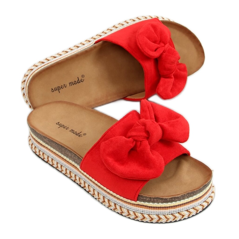 Crvene 7705 Crvene papuče na ukrašenom potplatu crvena