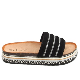 Crne N-96 Crne papuče na ukrašenom potplatu crna