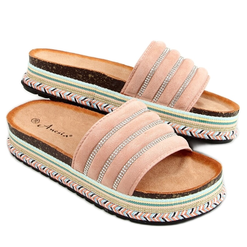 Ružičaste papuče N-96 Pink na ukrašenom potplatu ružičasta