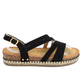 Crne Boho espadrile sandale FD002 Crna