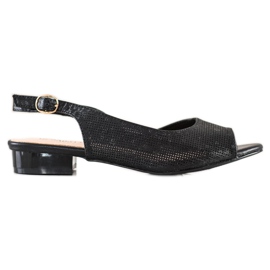 Sabatina Ažur sandale na niske pete crna