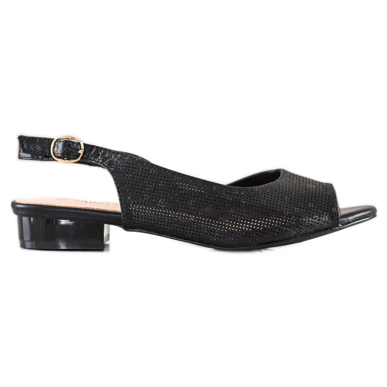 Sabatina Ažur sandale na niske pete crno