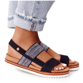 EVE Sandale sa srebrnom manžetom Crna Almeria