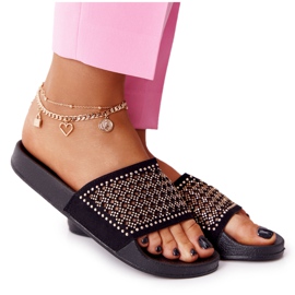 EVE Crne gumene papuče Tonya sa šljokicama crno