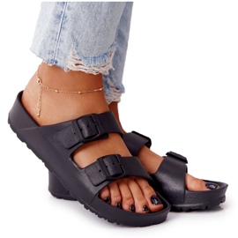 NEWS Ženske crne stacy gumene papuče crna