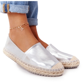 Kožne espadrile na pletenom potplatu Big Star HH274504 Srebro