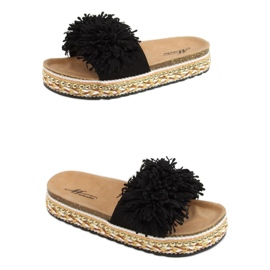 Crne 2260 Crne papuče na ukrašenom potplatu crna