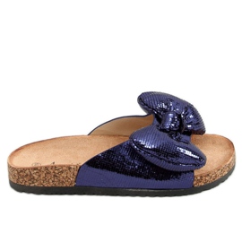 Miki papuče s mašnicom N-79 Plava tamnoplava