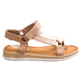 SHELOVET Modne sandale s čičak trakom bež