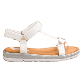 SHELOVET Modne sandale s čičak trakom bijela