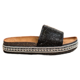 SHELOVET Modne kristalne papuče crna