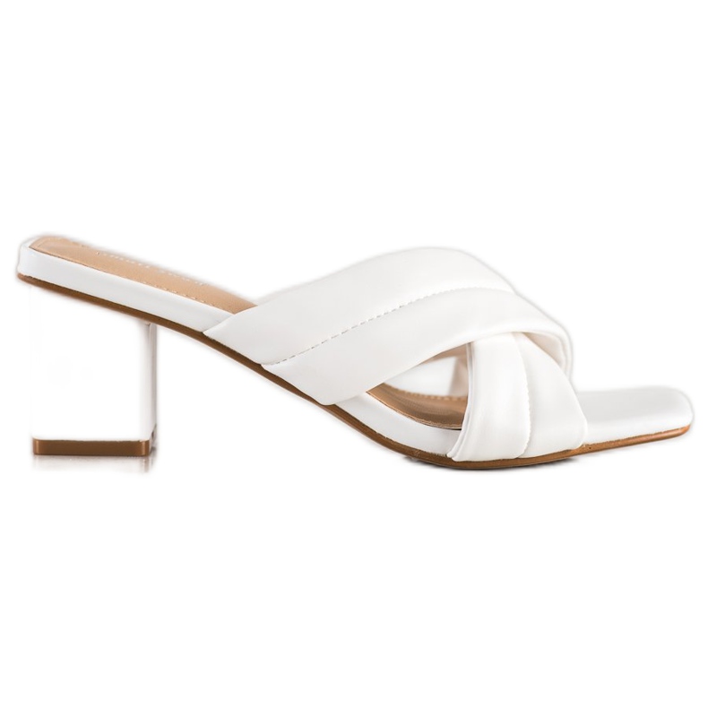 Small Swan Elegantne eko kožne papuče bijela