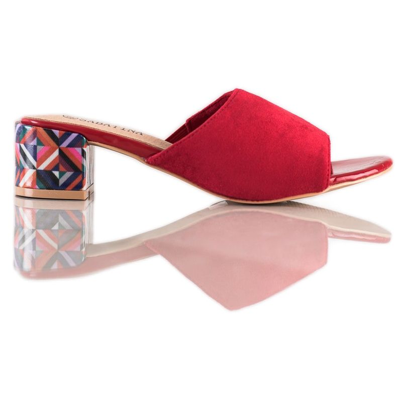 Sabatina Papuče s petom s uzorkom crvena