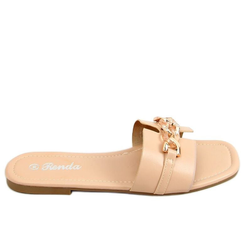 Bež papuče s ukrasnim lancem 35-230 Bež