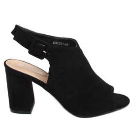 Sandale sa širokim potpeticama crne 2D6L221-89 Crne crna