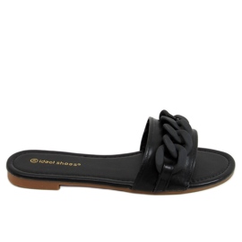 Crne papuče s lancem 7857 Crne crna