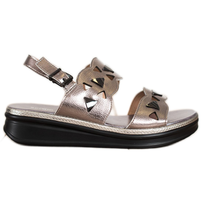 Srebrne sandale na platformi Sergio Leone srebro