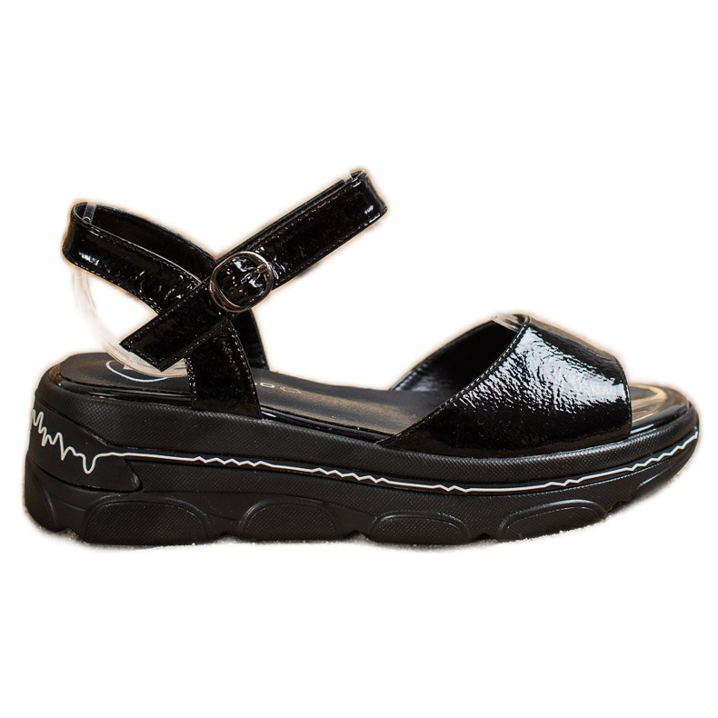 Filippo Lakirane sandale na platformi crno