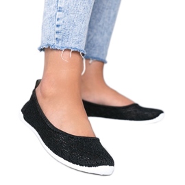 Balerine od crne tkanine s ažurnim uzorkom Rylee crna