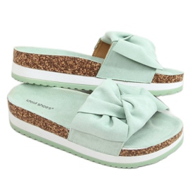 Mint 8228 Zelene papuče na visokom potplatu zelena