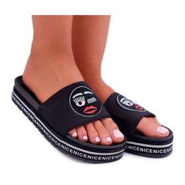 Ženske papuče na platformi S.Barski 802-10 Crne crna