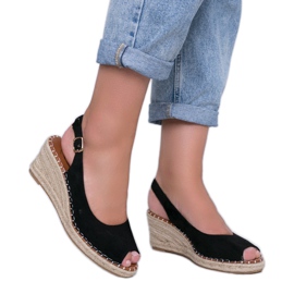 Caitlin crne sandale na klin crno