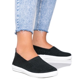 Black Slip On ažurne Funk tenisice crna