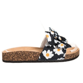SHELOVET Modne papuče s cvijećem crna