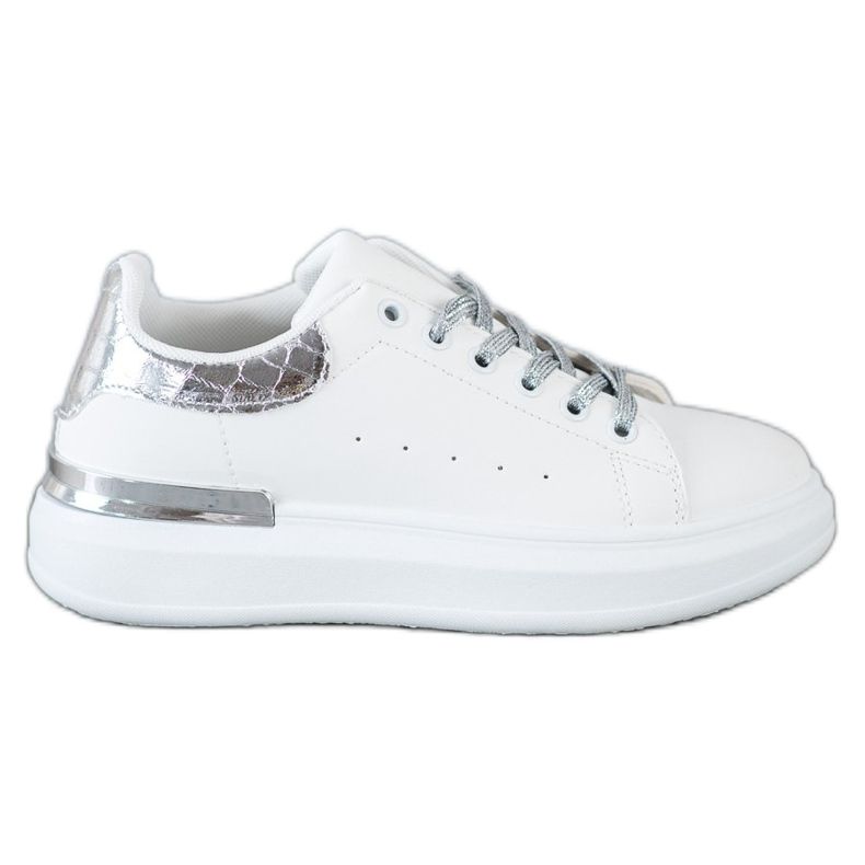 SHELOVET Tenisice sa sjajnom vezicom bijela