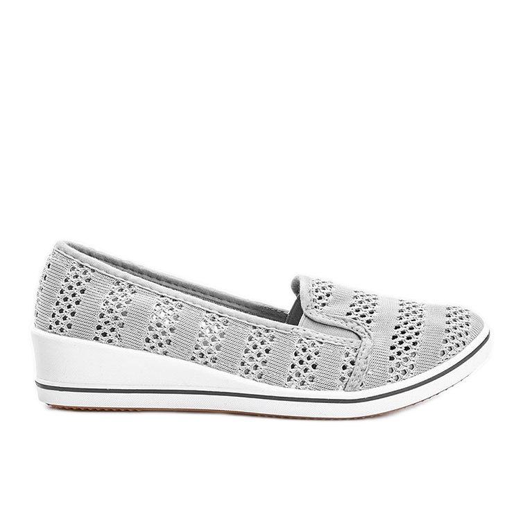 Sive ažurne tenisice na klin Los Angeles siva