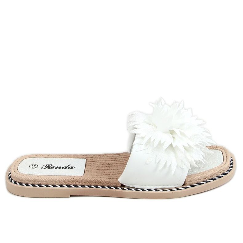 Bijele papuče s cvijećem 35-218 Bijele bijela