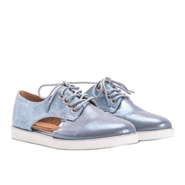 Plave sjajne Karley cipele niskog kroja plava