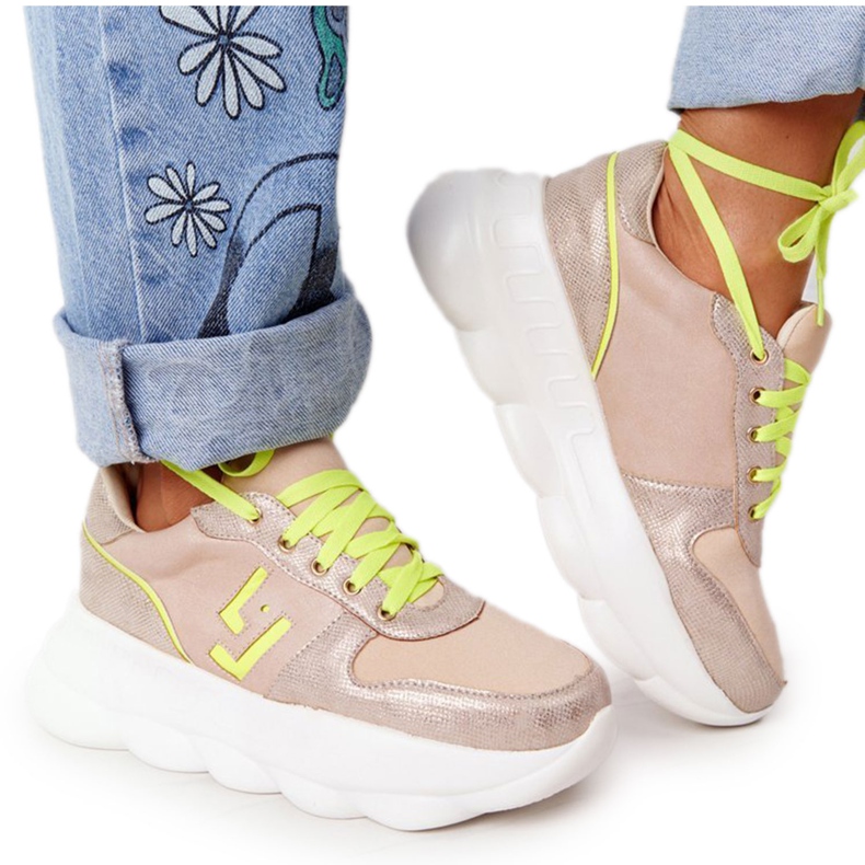 Ženske sportske cipele na platformi Lu Boo Bež raznobojna