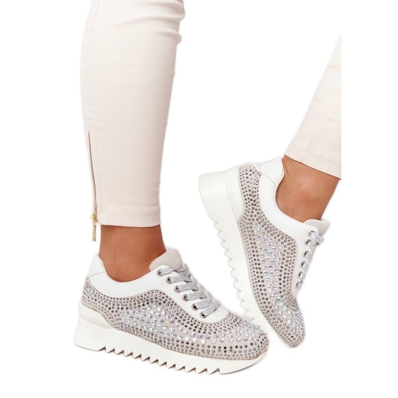 Tenisice na klin s šljokicama Lu Boo Grey siva