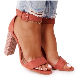 Sandale na šanku s kubnim cirkonijom Lu Boo Ceglaste crvena raznobojna