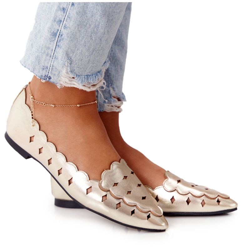 Ženske azurirane mokasine Lu Boo Golden zlatna