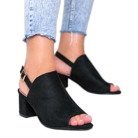 Crne sandale na stupu s gornjim dijelom Blubbery crno