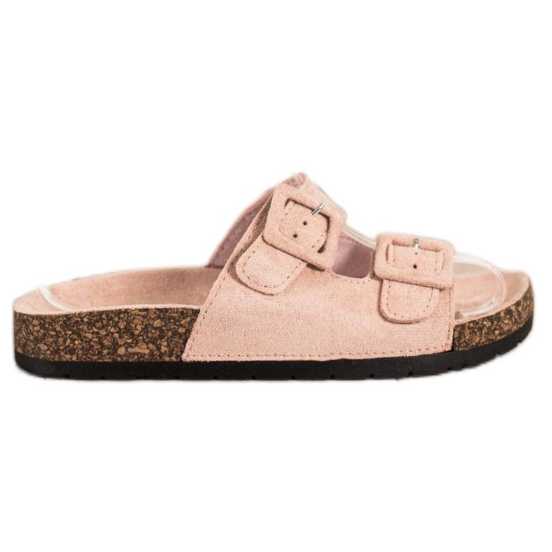 SHELOVET Udobne papuče s kopčama ružičasta